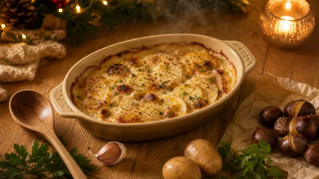 Accompagnement chapon noel : gratin de marrons et courge
