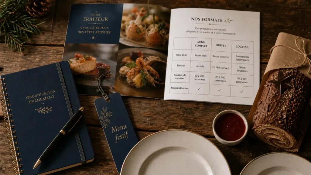 Catalogue traiteur noël 2025 : menus et formats de fêtes