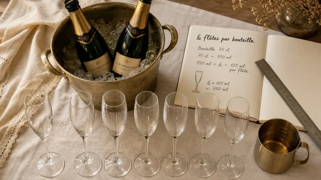 Combien de champagne par personne : calcul flûtes par bouteille de champagne