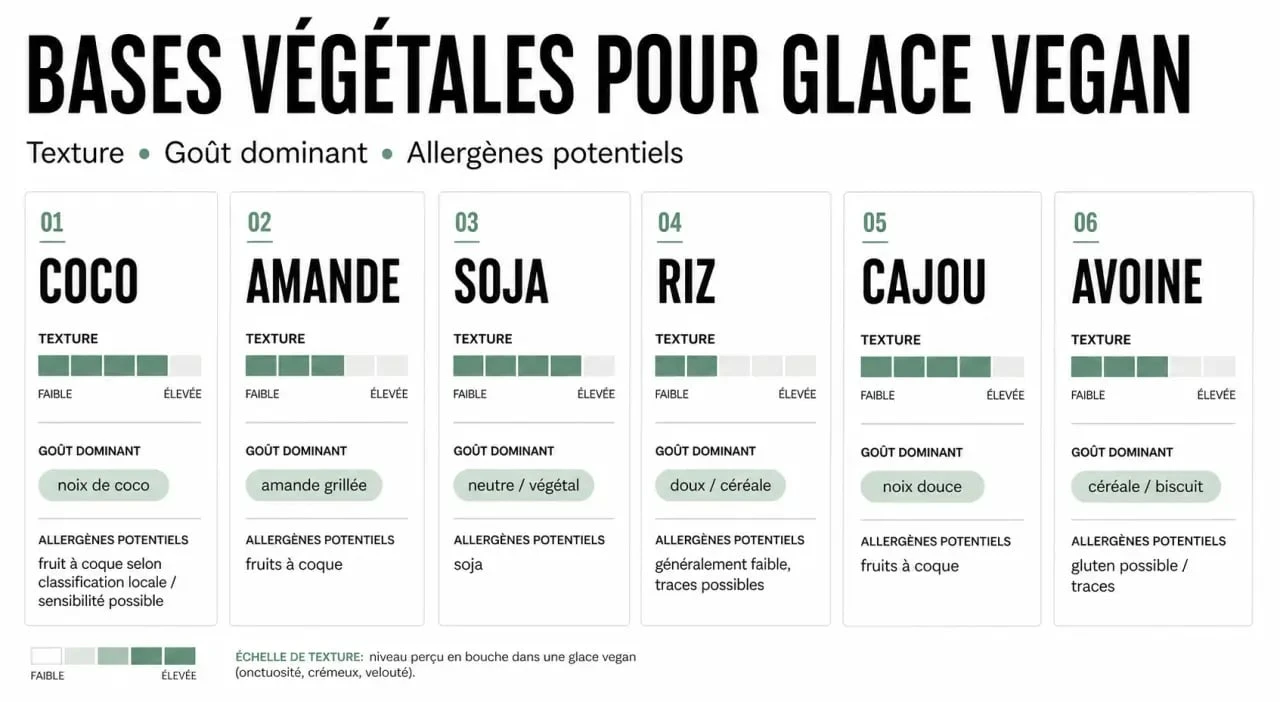 Comparatif des bases végétales pour une glace vegan