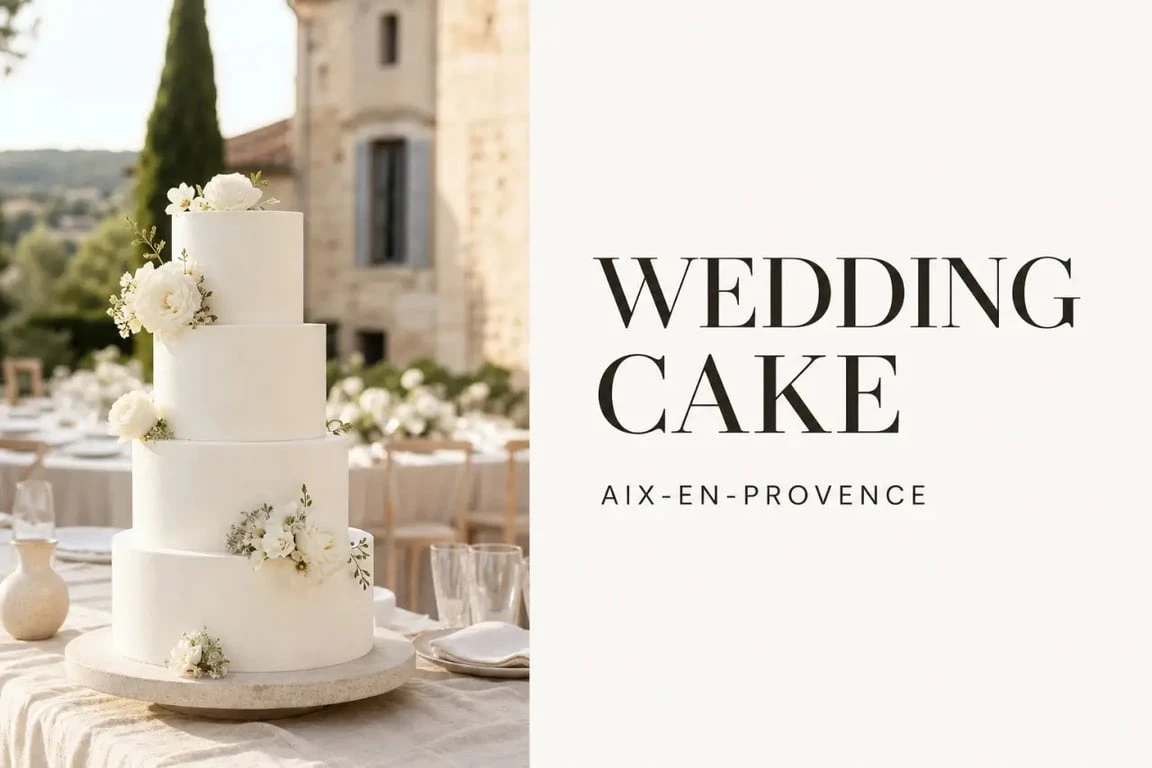 Wedding cake Aix en Provence raffiné dans une réception de mariage provençale élégante