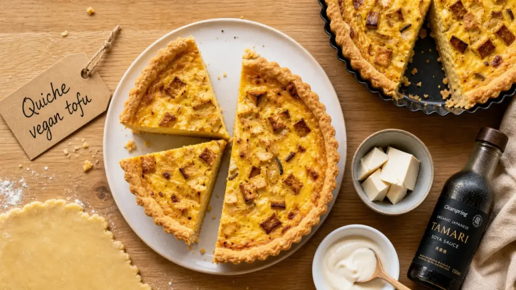 Recette quiche vegan tofu soyeux : quiche dorée