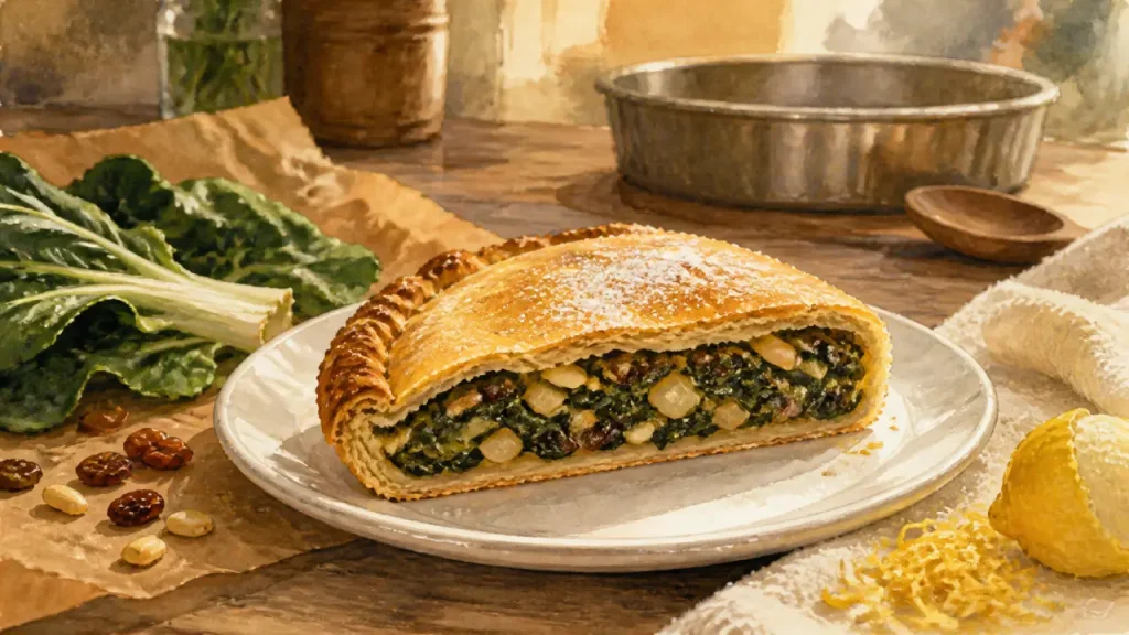 Dessert niçois : tourte à la blette sucrée, ganses et pompe à l’huile