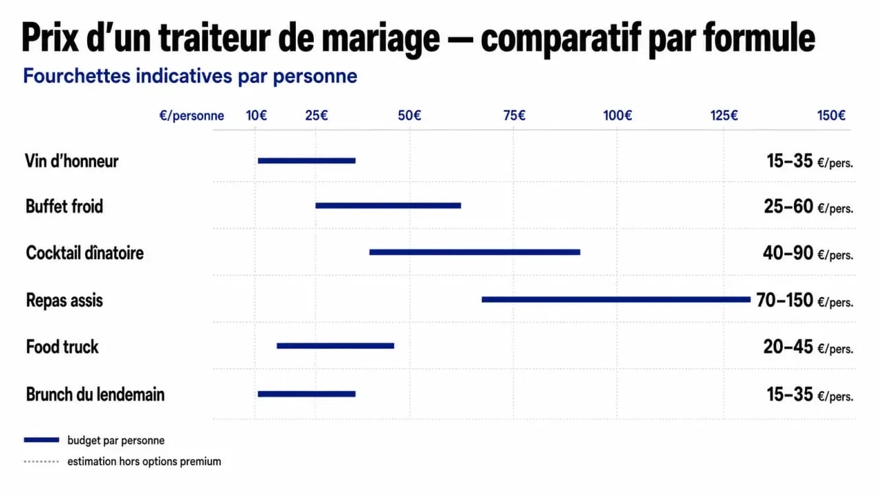 Comparatif des prix d’un traiteur pour mariage selon les formules et le budget par personne
