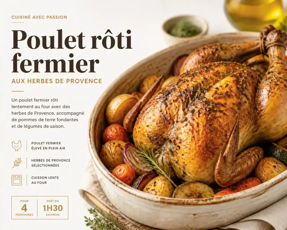 Recette de poulet rôti fermier pour repas de mariage économique
