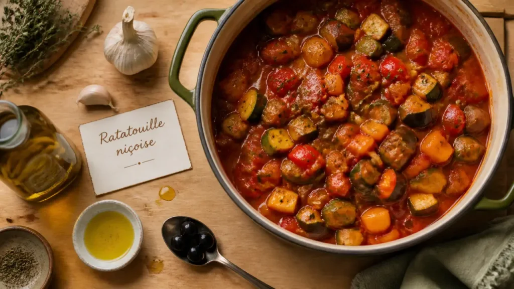 Ratatouilles nicoise traditionnelles : ratatouille niçoise mijotée en cocotte