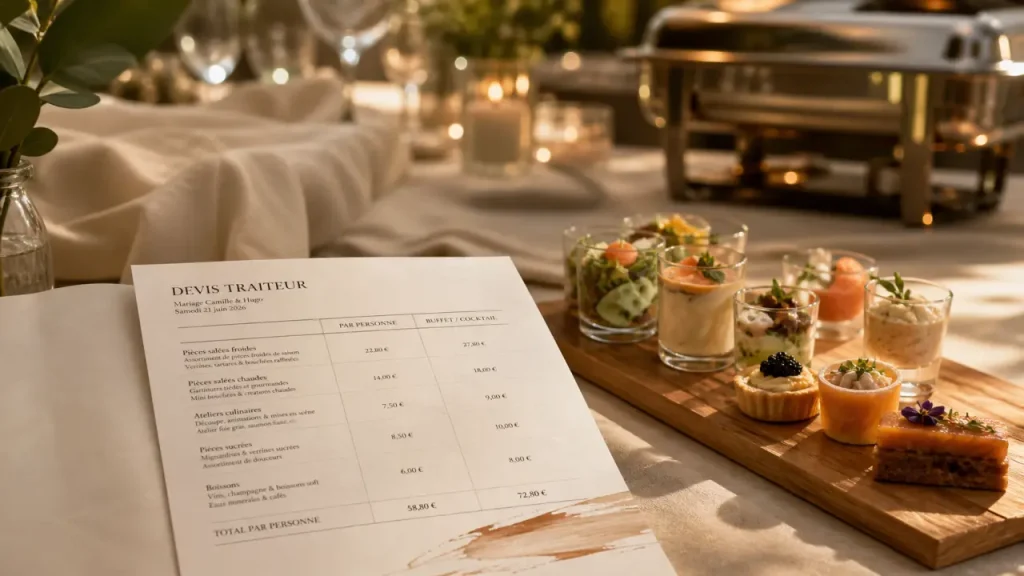 Traiteur pas cher mariage : devis buffet et frais cachés à vérifier