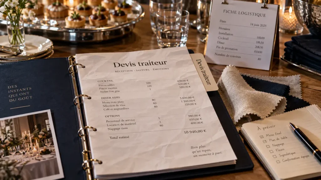 Devis traiteur sur table, à vérifier pour éviter les surcoûts