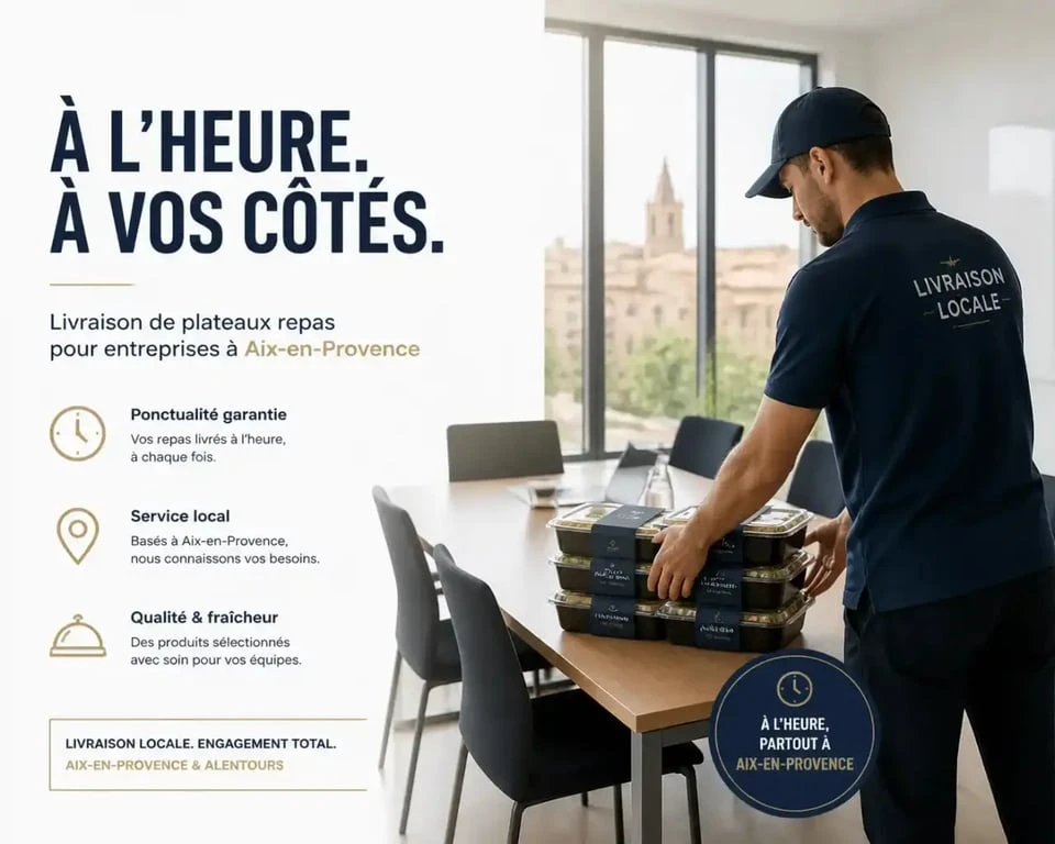 Livraison de plateaux repas aix en provence dans une salle de réunion professionnelle