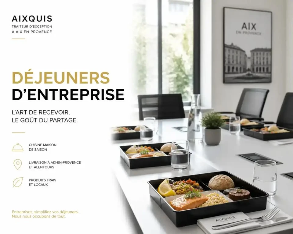 Plateaux repas aix en provence présentés sur une table de réunion moderne