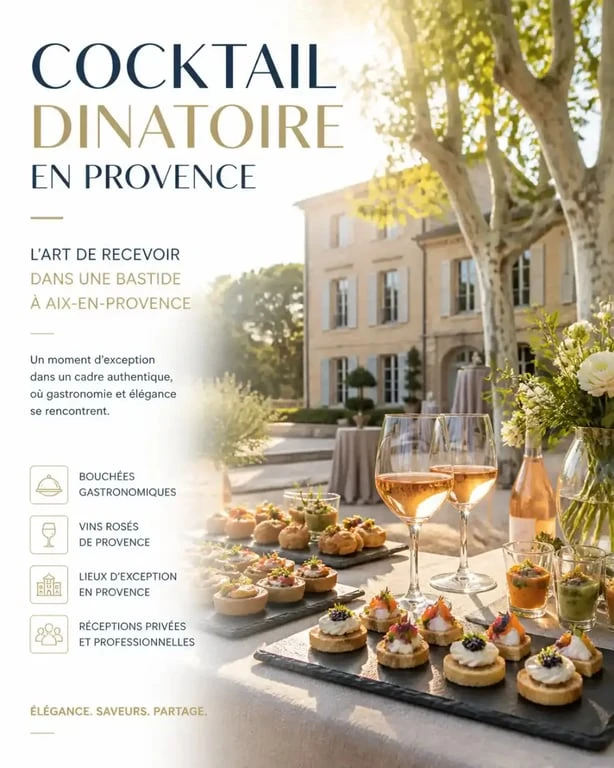 Cocktail dinatoire à Aix-en-Provence dans un cadre provençal élégant