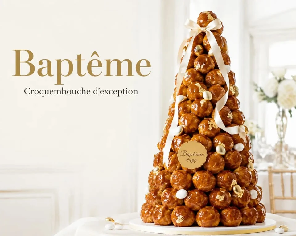 Pièces montées baptême en croquembouche spectaculaire