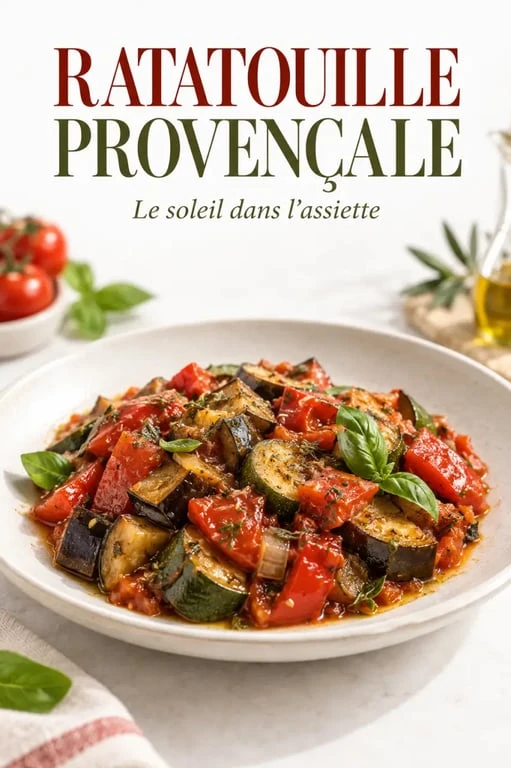 Plats faits maison Provence : ratatouille provençale servie avec basilic et huile d’olive