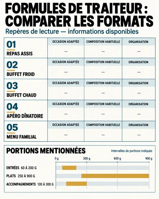 Infographie des formules de traiteur menu selon le nombre de convives et l’occasion