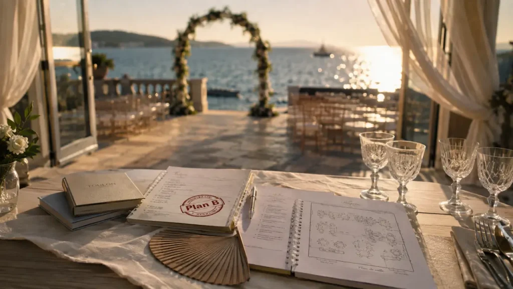 Mariage bord de mer Toulon : plan B, vue mer depuis terrasse