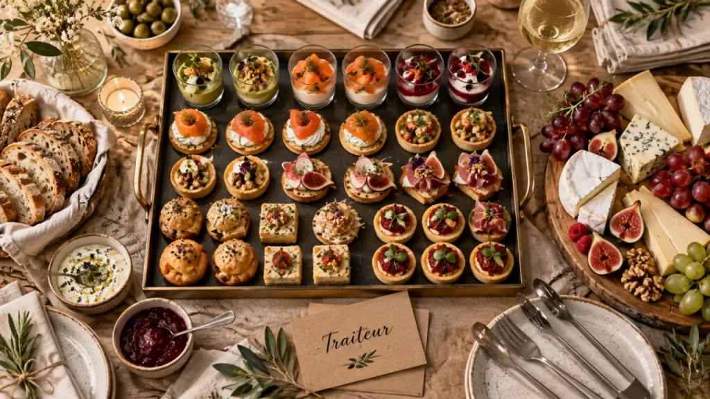 Repas traiteur : buffet froid, repas assis, cocktail dînatoire